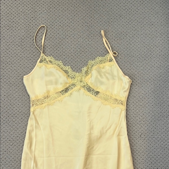 Elegant Butter Yellow Lace Trim Dress - Picture 2 of 6
